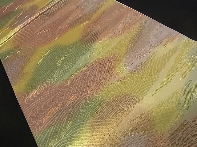 平和屋着物■六通柄袋帯 流水文 金糸 逸品 dy5608