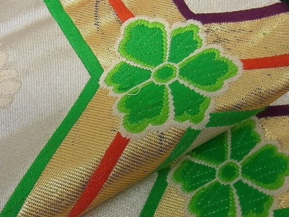 平和屋着物■六通柄袋帯　唐織　亀甲花文　金糸　逸品　dy5610