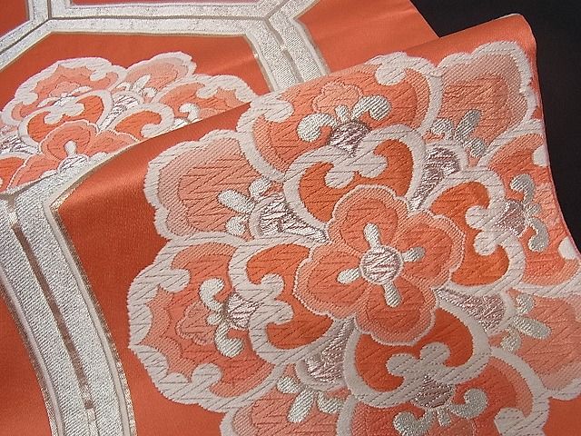 平和屋着物■六通柄袋帯 唐織 亀甲花文 銀糸 逸品 dy5612