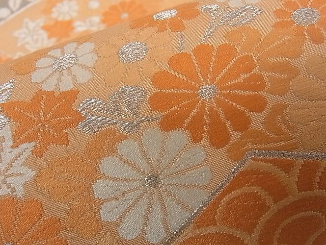 平和屋着物■六通柄袋帯 唐織 地紙草花文 銀糸 逸品 dy5627
