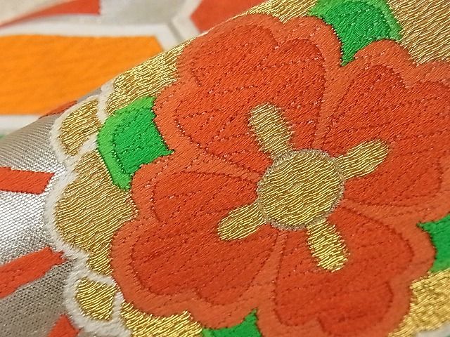 平和屋着物■六通柄袋帯 唐織 扇面花文 金銀糸 逸品 dy5629