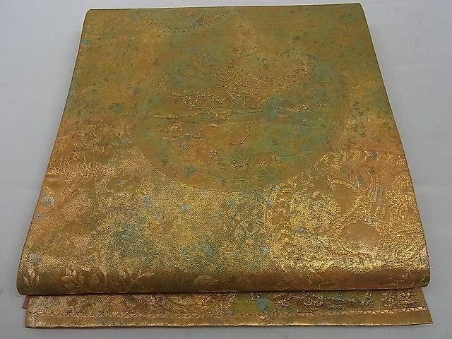 平和屋着物■六通柄袋帯 狩猟動物丸文 金糸 逸品 dy5909