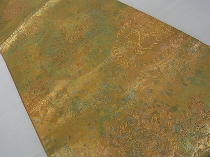 平和屋着物■六通柄袋帯 狩猟動物丸文 金糸 逸品 dy5909