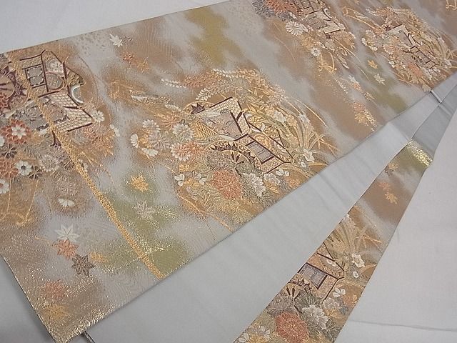 平和屋着物■六通柄袋帯　御車花宴　金糸　逸品　dy5919
