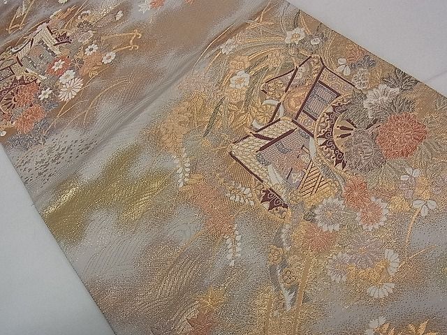 平和屋着物■六通柄袋帯　御車花宴　金糸　逸品　dy5919