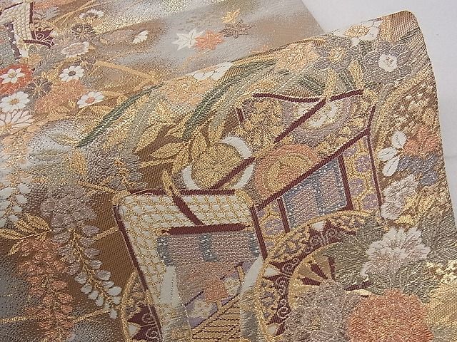 平和屋着物■六通柄袋帯　御車花宴　金糸　逸品　dy5919