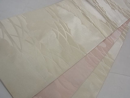 平和屋着物■両面 全通柄袋帯 雲取り芝草文 銀糸 逸品 dy5945