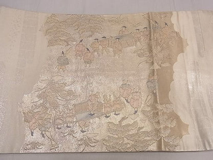 平和屋着物■六通太鼓柄袋帯　大名行列　金糸　逸品　dy6625