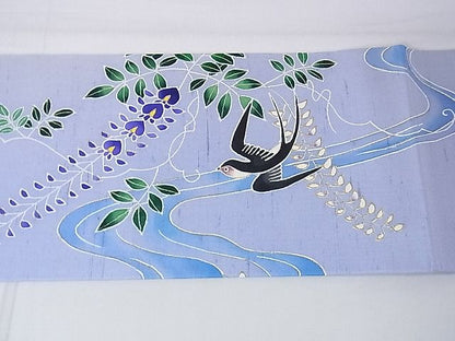 平和屋本店■超希少　東京友禅　久呂田明功　九寸名古屋帯　燕　藤花房　金彩　逸品　DZAA0037kh4 - 平和屋