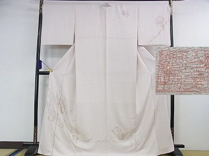 平和屋本店●極上 山口美術織物 皇室 伊勢神宮御用 西陣織 訪問着 総刺繍 鬘帯仕覆松梅文 薄桜色地 金糸 逸品 DZAA0131kh5