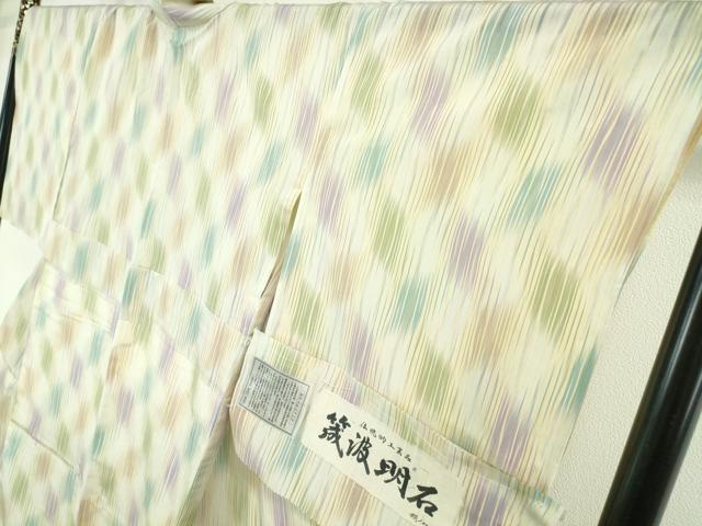 平和屋本店■極上　夏物　筬波明石　明石ちぢみ　変わり市松　証紙付き　逸品　DZAA0424kh5 - 平和屋