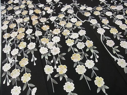 平和屋本店■極上　京友禅の第一人者　松井青々　訪問着　駒刺繍　枝垂れ花　黒地　金彩　逸品　DZAA0482kh4 - 平和屋
