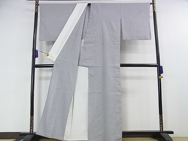 平和屋本店■極上　本場結城紬　重要無形文化財　単衣　色無地　灰青色　奥庄謹製　やまと金ラベル　証紙付き　逸品　DZAA0485kh4 - 平和屋