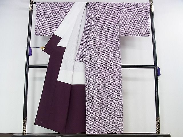 平和屋本店■極上　岩手の匠　草紫堂　南部絞り　紫根染　綿　菱文　しつけ糸付き　逸品　DZAA0486kh4 - 平和屋