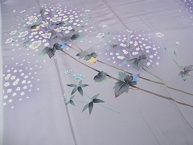 平和屋本店□極上 本加賀友禅作家 和泉衛知 訪問着 枝花文 暈し染め 藤