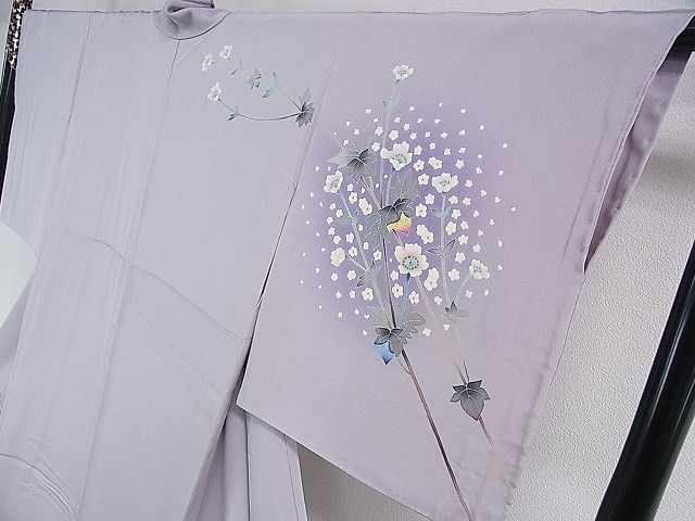 平和屋本店□極上 本加賀友禅作家 和泉衛知 訪問着 枝花文 暈し染め 藤