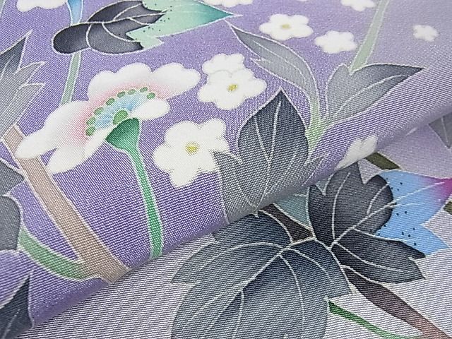 平和屋本店□極上 本加賀友禅作家 和泉衛知 訪問着 枝花文 暈し染め 藤