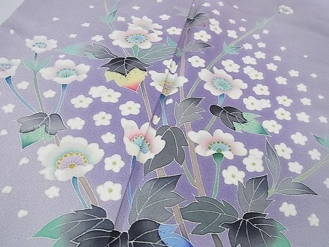 平和屋本店□極上 本加賀友禅作家 和泉衛知 訪問着 枝花文 暈し染め 藤