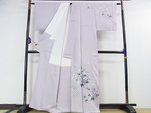 平和屋本店□極上 本加賀友禅作家 和泉衛知 訪問着 枝花文 暈し染め 藤