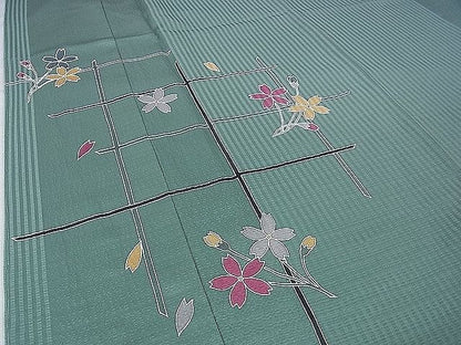 平和屋本店■極上　キモノデザイナー　斉藤上太郎　訪問着　枝花文　水浅葱色地　反端付き　逸品　未使用　DZAA0606kh4 - 平和屋