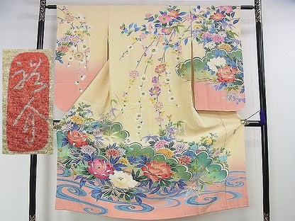 平和屋本店■極上　七五三　女の子　7歳　祝着　友禅　作家物　吉祥花文　逸品　DZAA0632kh5