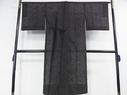 平和屋本店■極上　道中着　スリーシーズン　春夏秋　塵除け　ロング丈　花唐草紋紗　黒地　逸品　DZAA0712kh4 - 平和屋