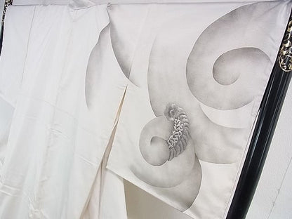 平和屋本店■極上　本場縞大島紬　白大島　訪問着　手刺繍　龍　逸品　未使用　DZAA0715kh4 - 平和屋