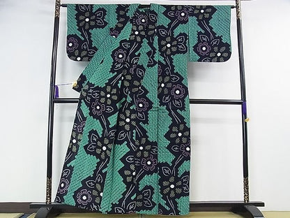 平和屋本店■極上　夏物　浴衣　有松鳴海絞り　草花文　綿　逸品　DZAA0728kh4 - 平和屋