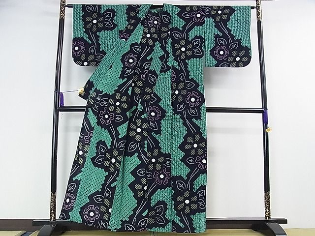 平和屋本店■極上　夏物　浴衣　有松鳴海絞り　草花文　綿　逸品　DZAA0728kh4 - 平和屋