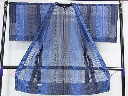 平和屋本店■極上 シルクオーガンジー 長羽織 スリーシーズン春夏秋 塵除け 黄金繭糸 刺繍 レース 花間道 反端付き 逸品未使用 DZAA0731kh4 - 平和屋