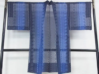 平和屋本店■極上 シルクオーガンジー 長羽織 スリーシーズン春夏秋 塵除け 黄金繭糸 刺繍 レース 花間道 反端付き 逸品未使用 DZAA0731kh4 - 平和屋