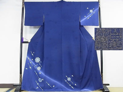 平和屋本店■極上 山口美術織物 皇室 伊勢神宮御用 西陣織 訪問着 刺繍　正倉院花文　留紺色地　暈し染め　未使用 DZAA0733kh4 - 平和屋