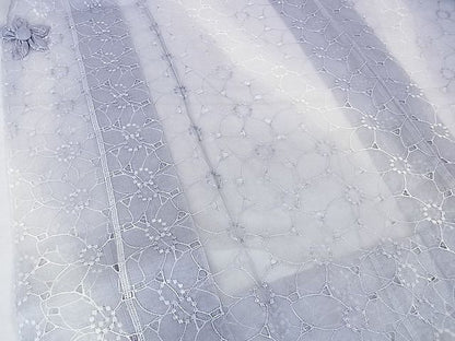 平和屋本店■極上 シルクオーガンジー 道中着 スリーシーズン 春夏秋　塵除け　刺繍　花繋ぎ　暈し染め　残布付き 逸品 未使用 DZAA0742kh4 - 平和屋