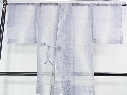 平和屋本店■極上 シルクオーガンジー 道中着 スリーシーズン 春夏秋　塵除け　刺繍　花繋ぎ　暈し染め　残布付き 逸品 未使用 DZAA0742kh4 - 平和屋