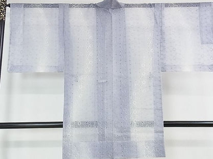 平和屋本店■極上 シルクオーガンジー 道中着 スリーシーズン 春夏秋　塵除け　刺繍　花繋ぎ　暈し染め　残布付き 逸品 未使用 DZAA0742kh4 - 平和屋