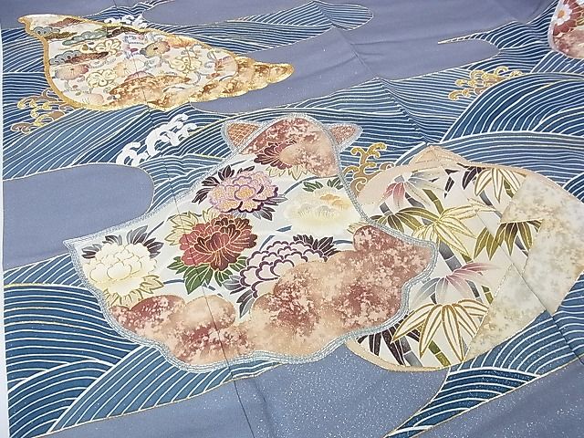 平和屋本店■極上　野口彦太郎 大彦三代目 江戸染繍友禅 色留袖　駒刺繍 薄花色地 金銀糸　銀通し地　松坂屋染織名作展　逸品　DZAA0793kh4 - 平和屋