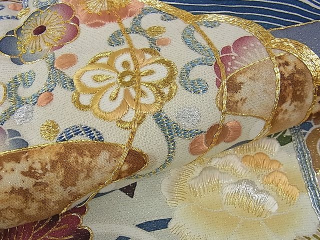 平和屋本店■極上　野口彦太郎 大彦三代目 江戸染繍友禅 色留袖　駒刺繍 薄花色地 金銀糸　銀通し地　松坂屋染織名作展　逸品　DZAA0793kh4 - 平和屋