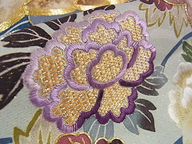 平和屋本店■極上　野口彦太郎 大彦三代目 江戸染繍友禅 色留袖　駒刺繍 薄花色地 金銀糸　銀通し地　松坂屋染織名作展　逸品　DZAA0793kh4 - 平和屋