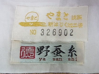 平和屋本店■極上　インド・アッサム　野蚕糸　手織　ムガシルク　単衣　横縞　やまと金ラベル　逸品　DZAA0817kh4 - 平和屋