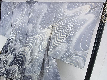 平和屋本店■極上　金彩友禅　卓越技能者・名工・和田光正　訪問着　流水文　暈し染め　銀彩　逸品　DZAA0947kh4 - 平和屋