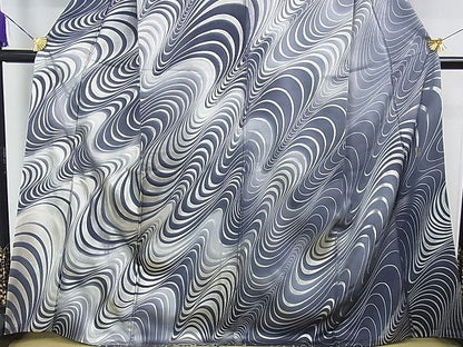 平和屋本店■極上　金彩友禅　卓越技能者・名工・和田光正　訪問着　流水文　暈し染め　銀彩　逸品　DZAA0947kh4 - 平和屋