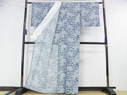 平和屋本店■極上　夏物　竺仙　綿紅梅　浴衣　藍染　南天蔦の葉文　ゑり善扱い　綿　逸品　DZAA0955kh4 - 平和屋