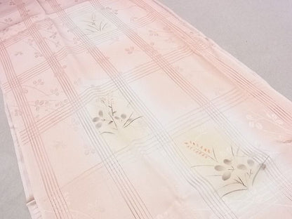 平和屋本店■夏物　和装小物　帯締め・帯揚げセット　縦絽　格子草花文　くみひも　逸品　未使用　DZAA10181kh4 - 平和屋