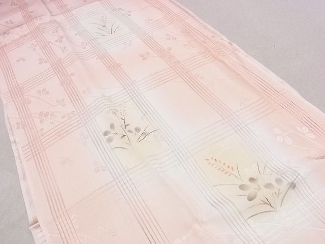 平和屋本店■夏物　和装小物　帯締め・帯揚げセット　縦絽　格子草花文　くみひも　逸品　未使用　DZAA10181kh4 - 平和屋