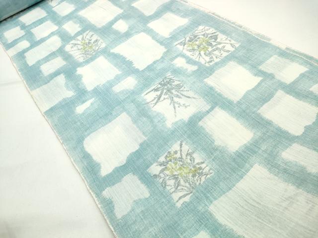 平和屋本店■夏物　本場小千谷ちぢみ　反物　着尺　手織　色紙花文　証紙付き　逸品　未使用　DZAA10206kh4 - 平和屋