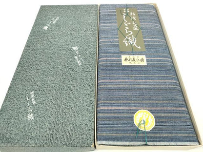 平和屋本店■夏物　阿波しじら織　浴衣　反物　着尺　間道　証紙付き　綿　逸品　未使用　DZAA10272kh5 - 平和屋