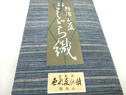 平和屋本店■夏物　阿波しじら織　浴衣　反物　着尺　間道　証紙付き　綿　逸品　未使用　DZAA10272kh5 - 平和屋