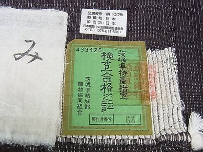 平和屋本店■極上　いしげ結城ちぢみ　単衣　奥順謹製　縮縞　証紙付き　逸品　未使用　DZAA1030kh4 - 平和屋