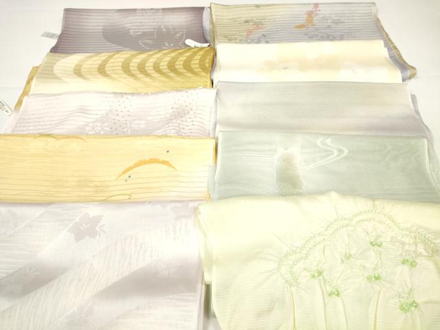 平和屋本店■夏物　和装小物　帯揚げ10枚　絽　紗　絞り　雪芝地紋　流水地紋　桔梗紋紗　舞蝶花文など　逸品　未使用　DZAA10328kh5