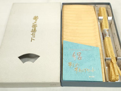平和屋本店＊夏物 和装小物 帯締め・帯揚げセット 絽 芝花地紋 逸品 未使用 DZAA10341kh5